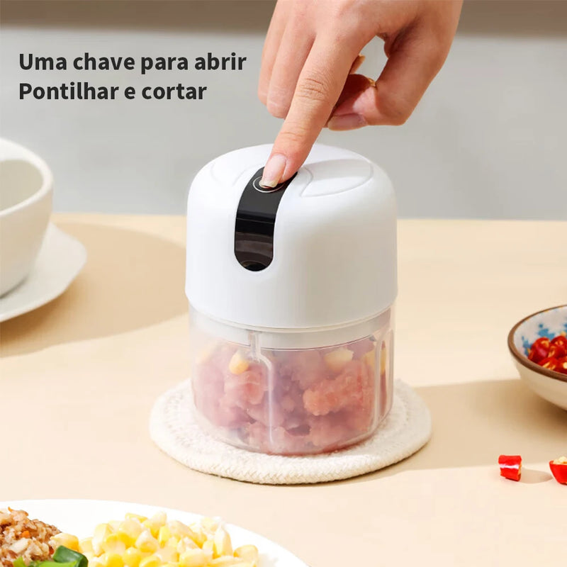 Mini Processador Elétrico 3 Lâminas Recarregável USB 250ml